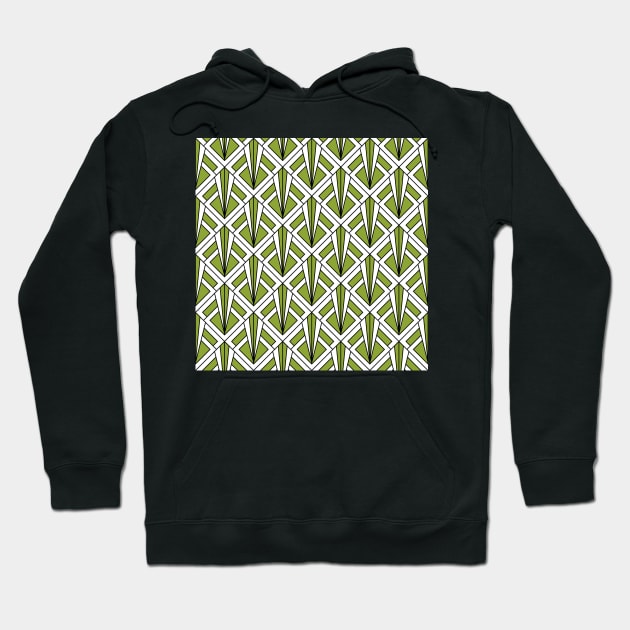 Art Deco Pattern no 87 - Green - Geometric Pattern Hoodie by Millusti